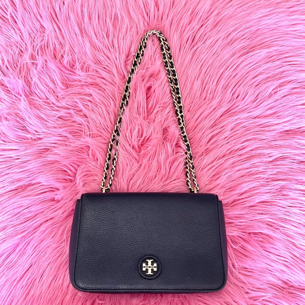 Tory Burch Black Leather Small Chain Flap Shoulder Bag, great condition.
